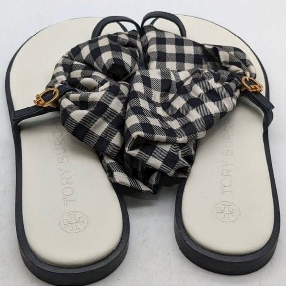 Tory Burch Selby Gingham Scarf Sandals - Picture 2 of 4